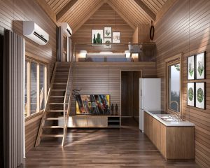 Homestay bunggalow nhà gỗ 35m2 với 2 phòng ngủ